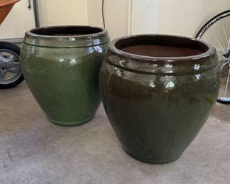 Large Glazed Ceramic Planters. 