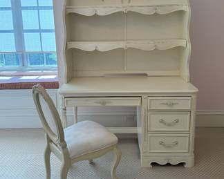 Off-White Desk Set with Removable Hutch Topper. Measures 50" W x 24" D x 46" H. 