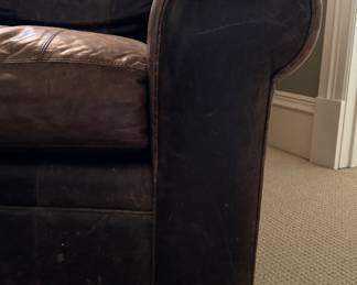 Crate & Barrel Leather Club Chair. Measures 42" W x 38" D. Matching Ottoman Available, Too. Photo 3 of 3.