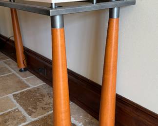 Modern Console with Alder Legs and Metal Trim. Measures 52" W x 16" D x 30" H. Photo 3 of 4. 