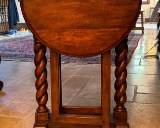 Barley Twist Gate Leg Drop Leaf Side Table. Measures 22" W x 12" D x 27" H Closed; Open, It Measures 42" with 2 10" Drop Leaves. Photo 1 of 4. 