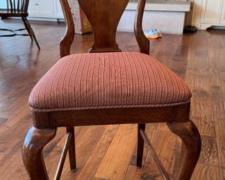 Set of Three Leather Upholstered Barstools with Nailhead Trim. Set of Three Queen-Anne Style Counter Stools. Photo 1  of 2. 