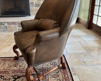 Modern Leather Upholstered "Wing Back" Chair. Photo 2 of 4. 