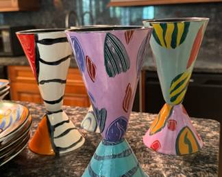 Decorative Glass Wine Goblets. 