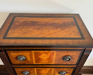 Vintage Heritage Flame Mahogany Lingerie Chest with Satinwood Inlay. Measures 24" x 15" x 45" H. Photo 2 of 4. 