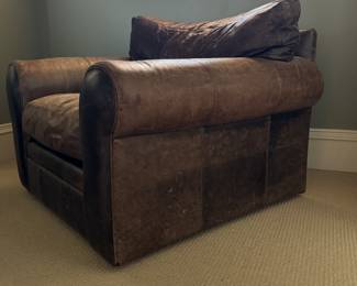 Crate & Barrel Leather Club Chair. Measures 42" W x 38" D. Matching Ottoman Available, Too. Photo 2 of 3. 