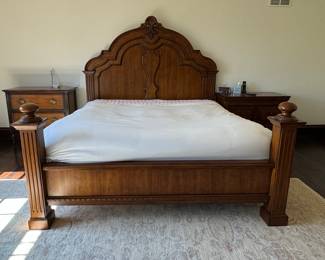 Hickory Chair Queen Anne Style King Size Bed & Dux Mattress Set. Photo 1 of 3.