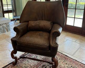 Modern Leather Upholstered "Wing Back" Chair. Photo 1 of 4. 