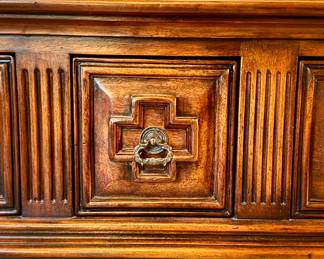 Burled Walnut Sofa Table / Side Board / Console. Measures 83" W x 16" D x 33" H. Photo 5 of 7.