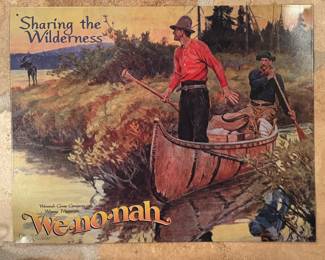 Vintage Wenonah Canoe Company Tin Sign - "Sharing The Wilderness."