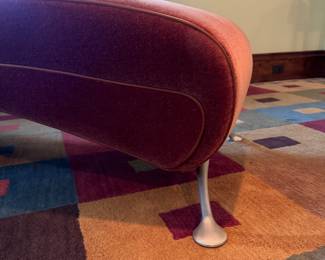 Custom Francois Frossard Designed  Mohair Upholstered Modern Chaise with Leather Trim and Chrome Frame. Photo 3 of 4. 
