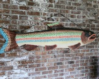 Very Large Hand Painted Wooden Fish