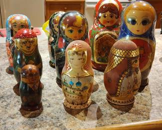 Large Assortment of Vintage Russian Nesting Dolls