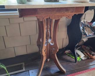 Antique Side Table with Marble Top