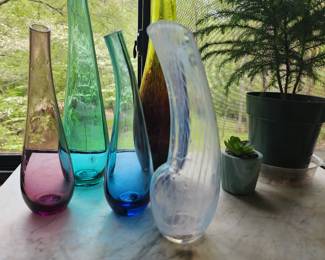 Variety of Swedish Glass Vases, Orrefors and Blenko