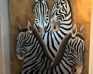 Metal Zebra Art on Canvas 