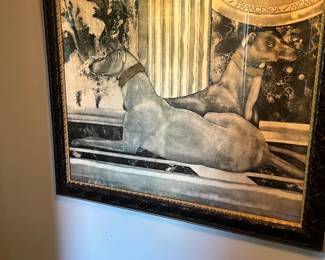 Nice framed print w pair of Dogs 