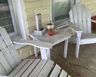 2 Adirondack chairs , stool and table set 