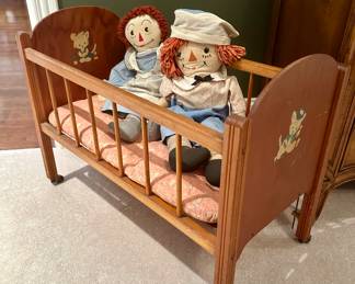 Vintage Wooden Doll Crib