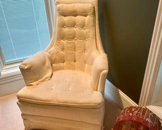 Vintage Clyde Pearson Ivory Fabric Chairs