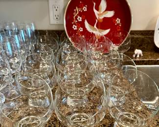 Vintage Crystal Angle Rim Brandy Glasses Snifters