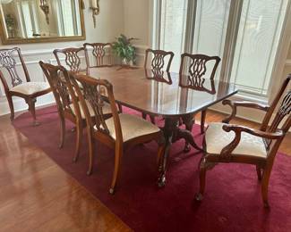 Chippendale Dining Room Suite 8 Chairs & 2 Extra Leaves