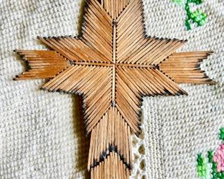 Folk Art matchstick cross