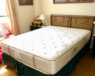Queen size bed including headboard, mattress, box spring and frame