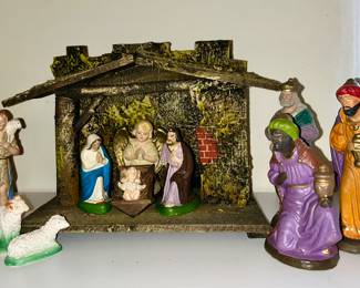 Vintage Nativity set w/ stable 
