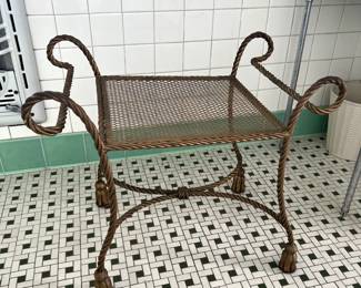 Fabulous midcentury bronze tassel bench