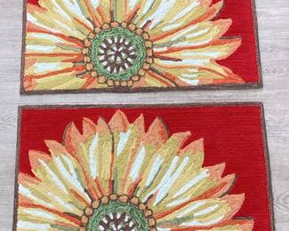 DILA106 Liora Manne, Sunflower, Front Porch Rugs, New Explosion of bright red, yellow, orange. Great way to bring color to your door and inside your home. Liora Manne makes hand tufted rugs. These measure 24x36 inches.
