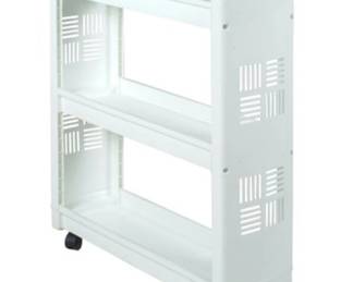 DILA108 Whirlpool Rolling Rack Still factory sealed. 29.5 inch tall. Great for in between washer and dryer to store laundry soaps and sheets. 
