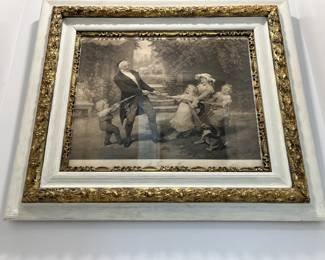 A Tug of War in gilded frame