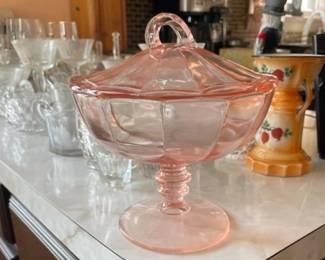 Pink Depression Covered Candy Dish