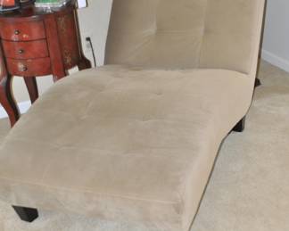 Tan/Taupe Suede Tufted Armless Chaise/Lounge Chair, 33"Wx66"Dx30"H, Incredibly Comfortable!