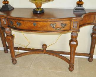 Fantastic Drexel Heritage "Talavera Collection" Console Table with Carved Legs and One Center Drawer, 71"W x 36"H x 21"D