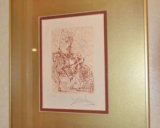 Salvador Dali Etching "El Cid" Pencil Signed Artist Proof, 4.25" x 6.5" Etching Only & Overall 15" x 17.5"