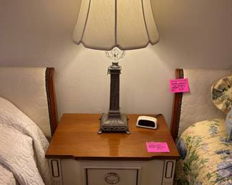 Vintage Basset night stand, lamp