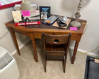 Vintage Hinkley oak desk with chair "Ship Ahoy"