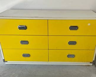 Yellow MCM 6Drawer Campaign Style Dresser