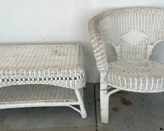 White Wicker Chair And Table