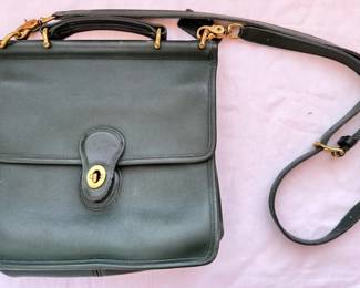 Green Leather Coach Bag With Clasp
