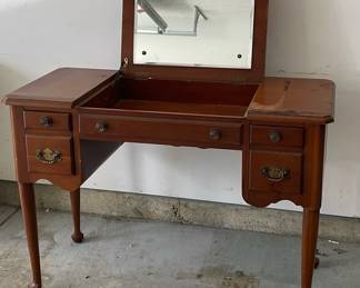 Cherry Wood Powder Table With Mirror
