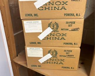 Vintage Lenox China Never Used From the 80’s. 3 20 Piece Sets.Beautiful blue color. Brand new in original box and packaging never used. From 1986! 

Each box has 4 five piece place settings including: Tea cup, sauser, dessert, salad, and dinner plate