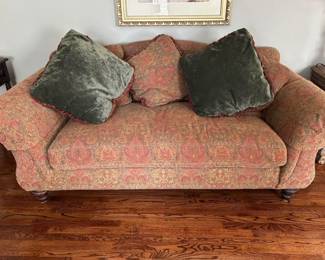 84 inch camelback sofa.  Purchased from Vanguard furniture.  Excellent condition.  Includes custom pillows.