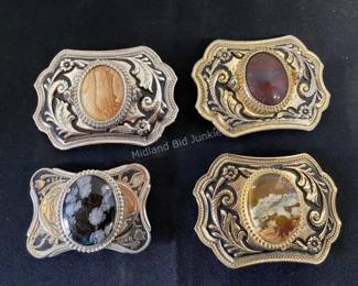 Belt buckles with stone inserts