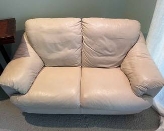 ivory leather loveseat