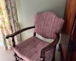 pink striped accent chair