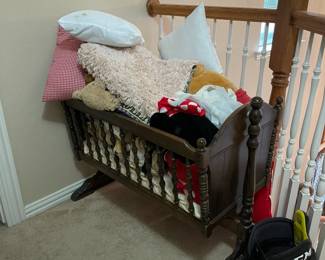 Vintage child's wooden cradle