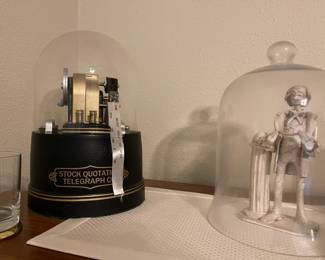 Vintage stock ticket and figurines